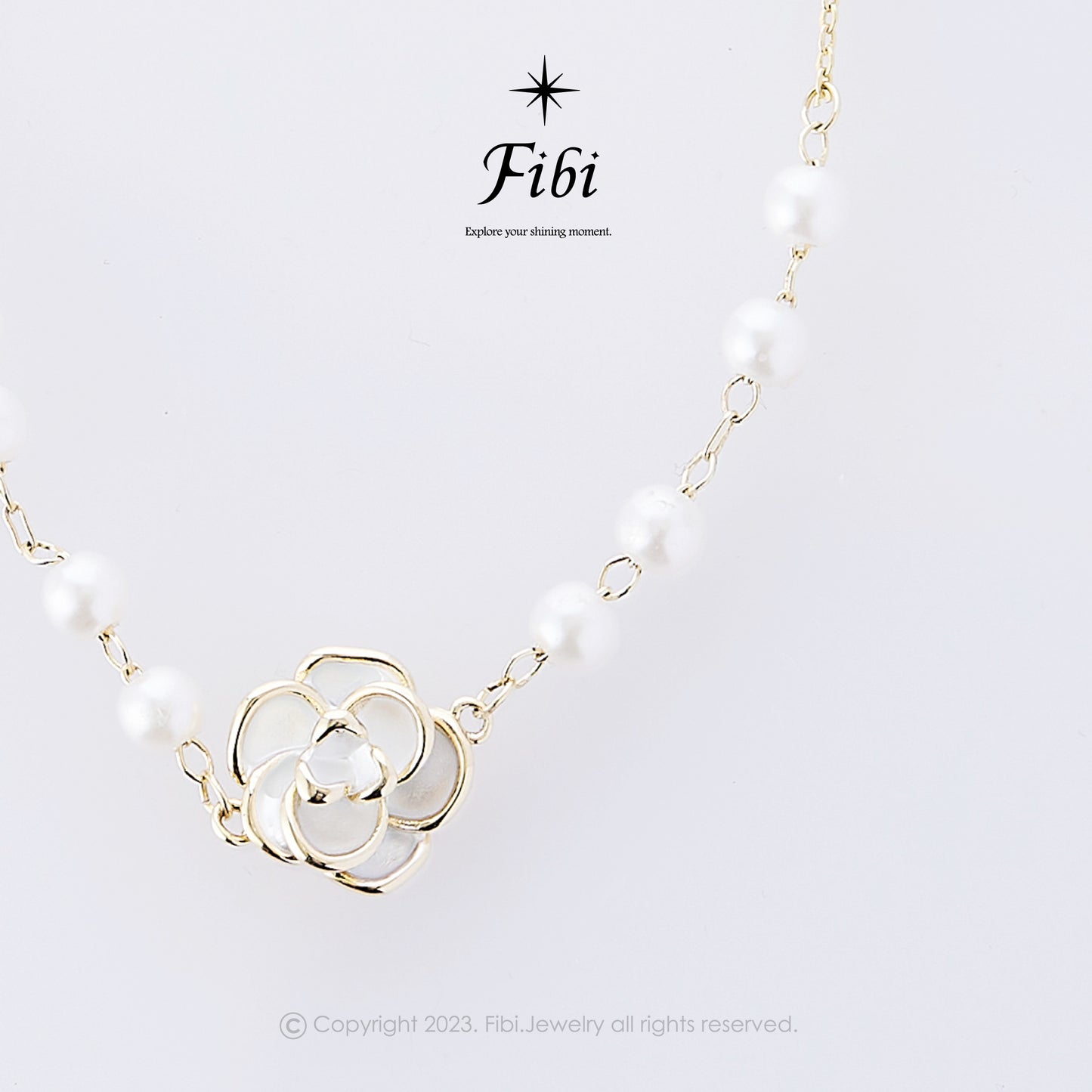 White Rose Flower Shape Pearl 18K Gold Plated Bracelet