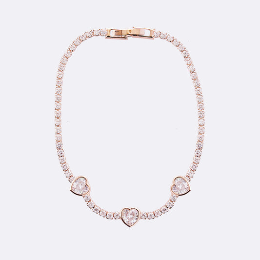 Heart Zircon Tennis Rose Gold Bracelet