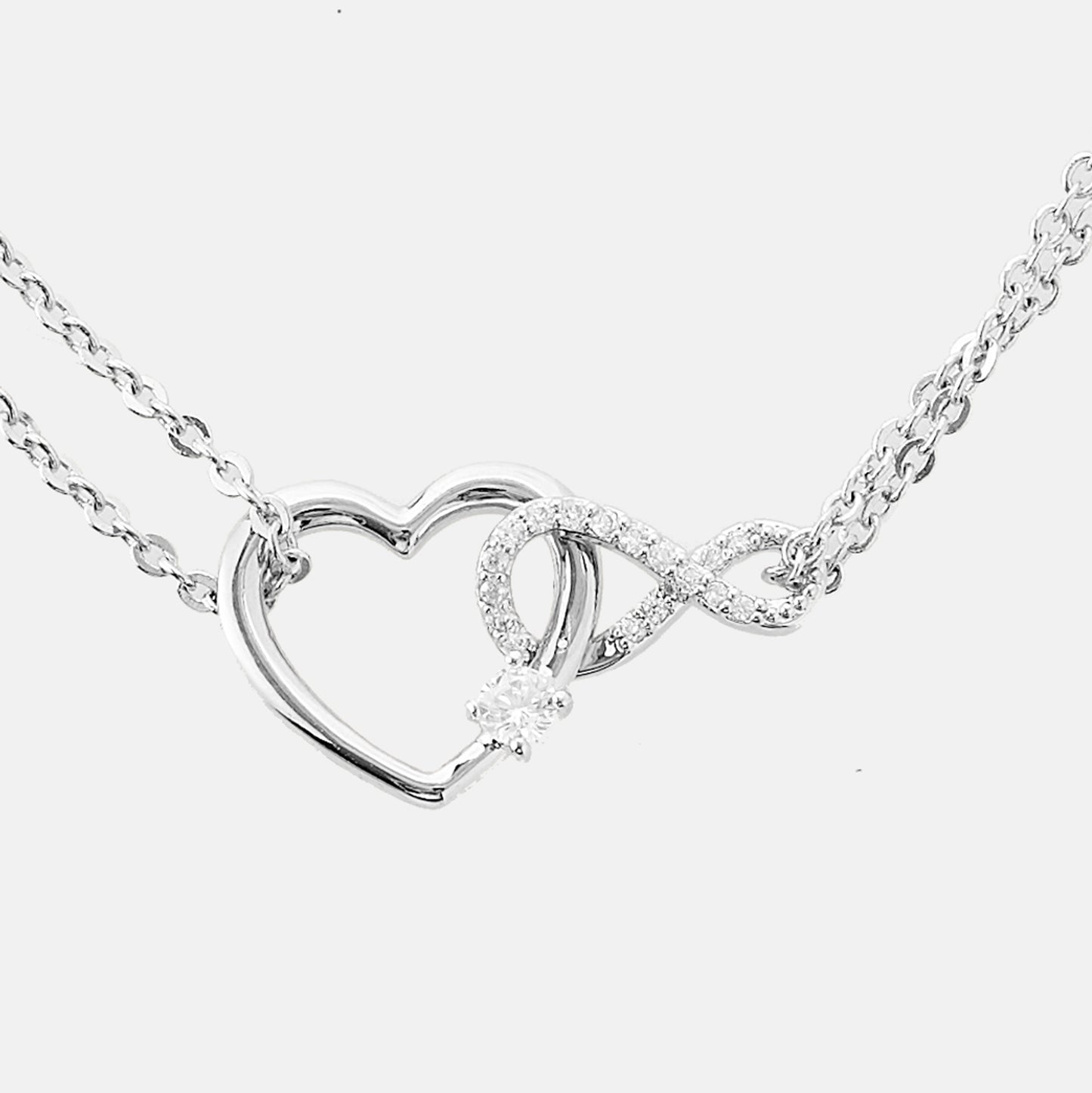 AAA Heart Shape Zircon Earrings and Timeless Love Heart Bracelet Set