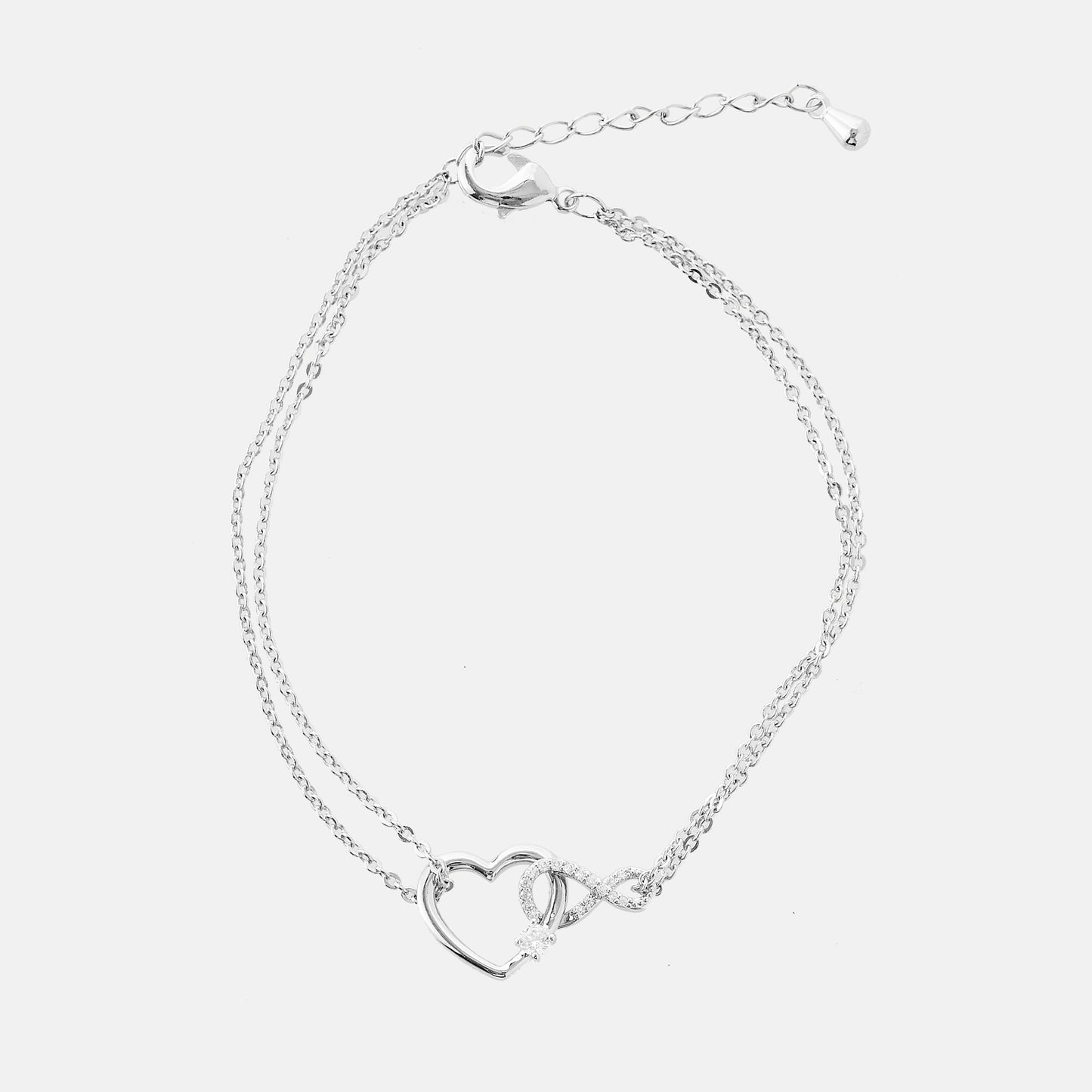 AAA Heart Shape Zircon Earrings and Timeless Love Heart Bracelet Set