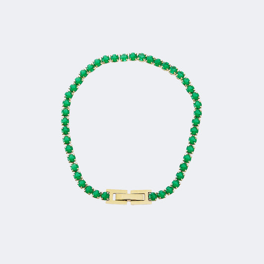 Green Stainless Steel Tennis Bracelet