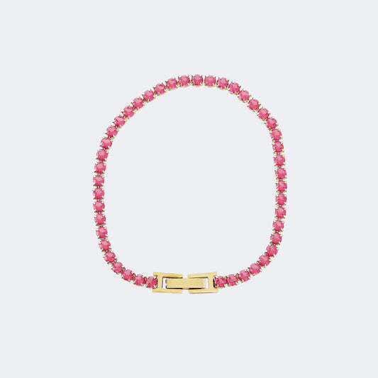 Pink Stainless Steel Tennis Bracelet