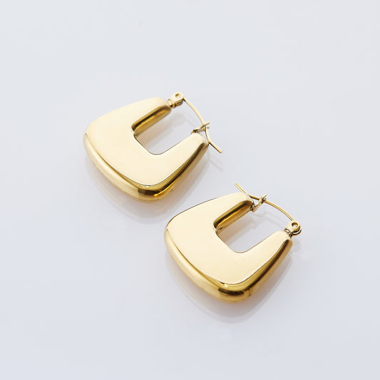 Golden Trapezoid  Huggies Earrings