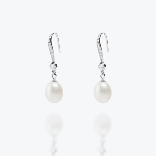 Freshwater Pearl Silver plated Drop Earrings