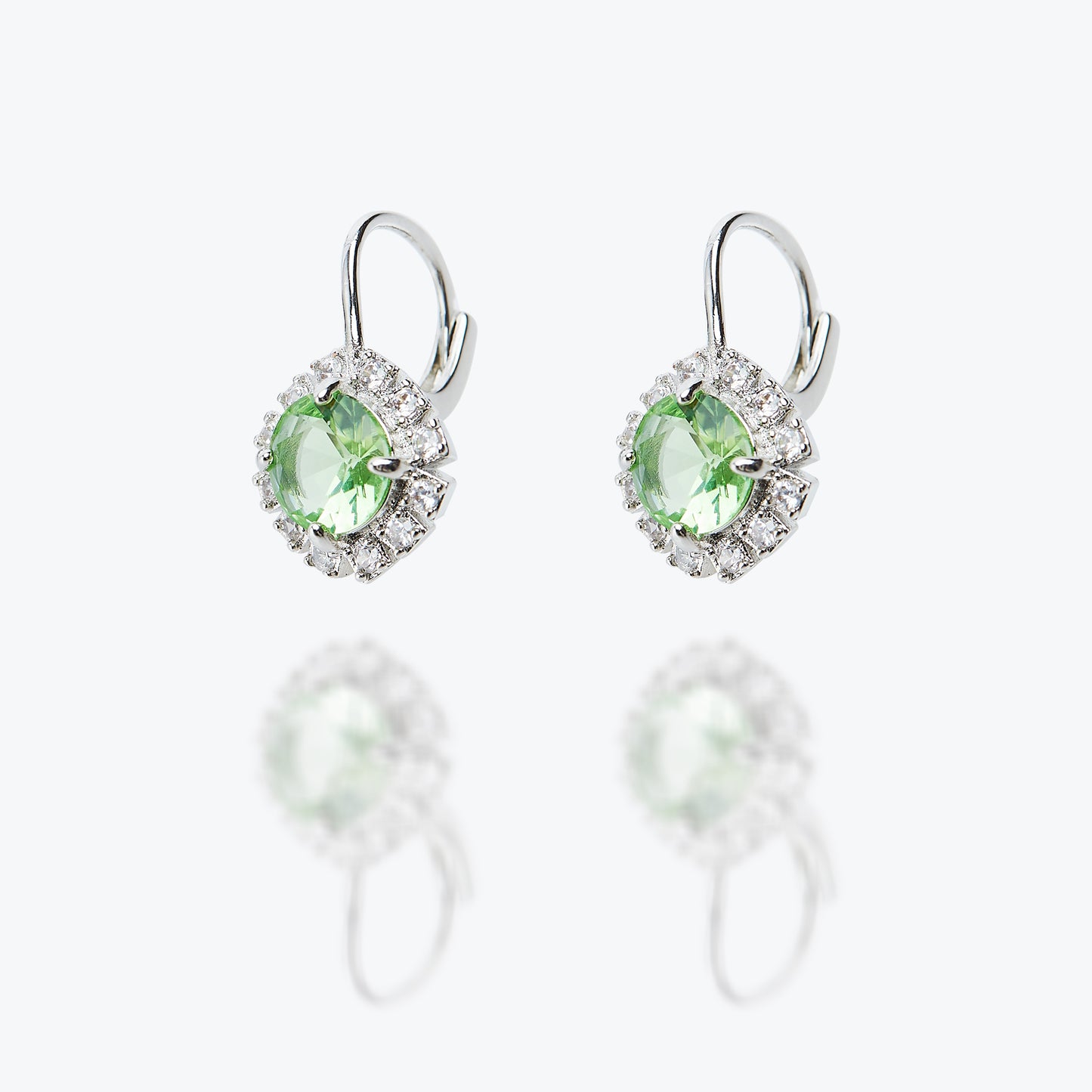 Apple Green Round Silver plated Huggie Earrings