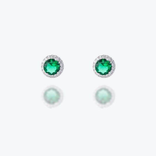 Green Round Zircon Stud Earrings