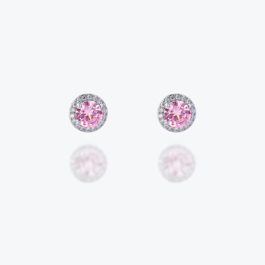 Pink Round Zircon Stud Earrings