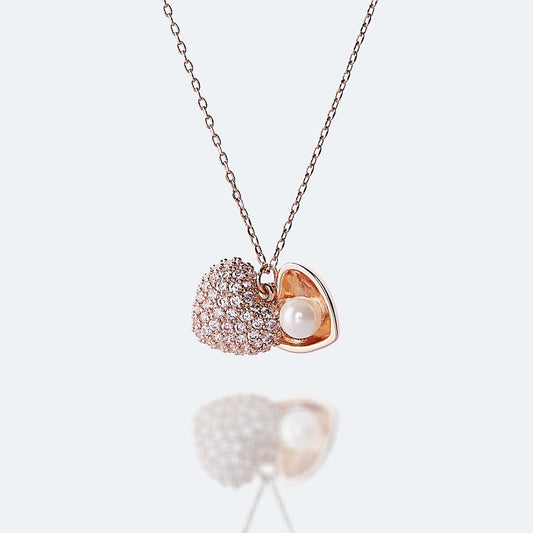 Shell Pearl Crystal Rose Gold Necklace