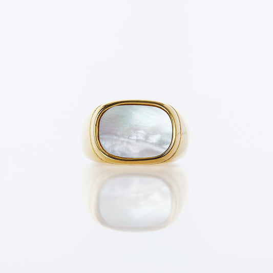 White Shell Gold Ring